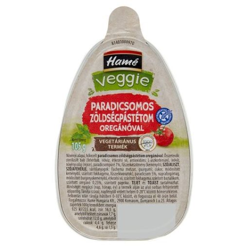 Hamé Paradicsomos zöldségpástétom oregánóval VEGGIE 105g /16/