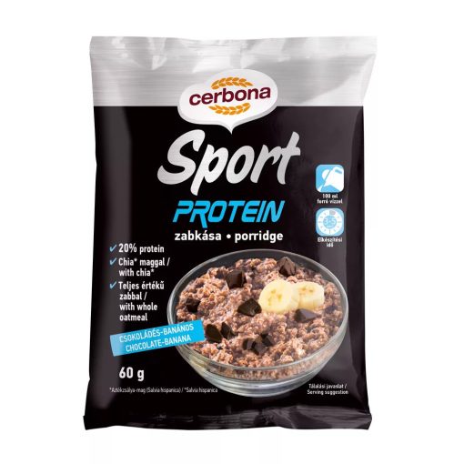 Cerbona Sport protein csokoládés-banános zabkása édesítőszerrel (60g)