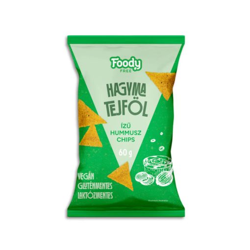 FOODY FREE Intense hagymás-tejfölös ízű hummus chips 60g